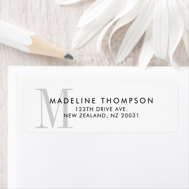 Adresse Monogramme gris moderne (En situation)
