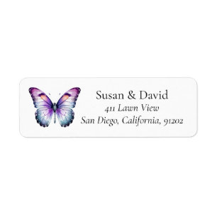 Adresse papillon bleu violet et clair