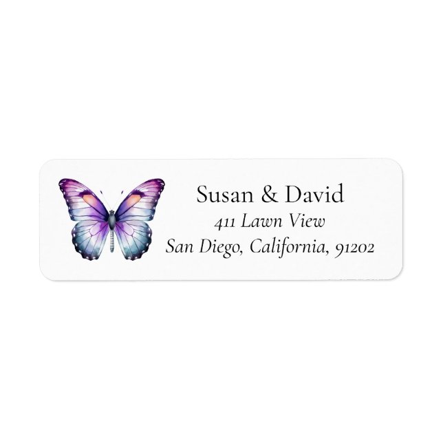 Adresse papillon bleu violet et clair (Devant)