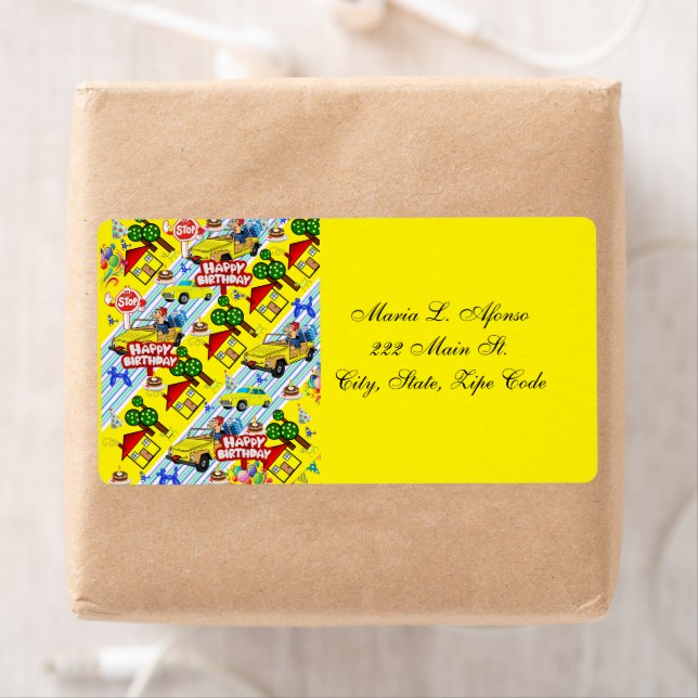 Adresse Retour Étiquette Garçons Joyeux anniversai (En situation)