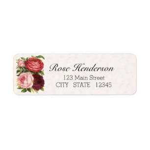 Adresse rouge-rose victorienne de roses de chou de