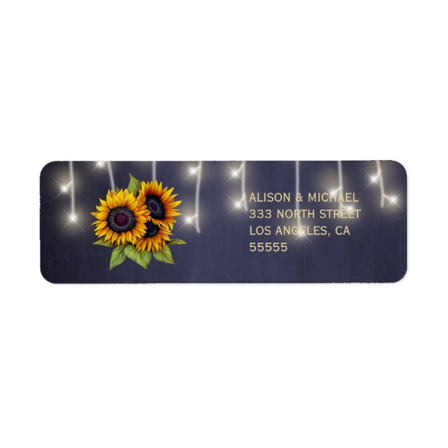 Adresse rsvp de tournesol de tableau noir rustique (Devant)