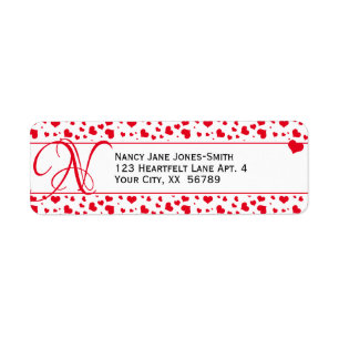 Adresse Valentine Red Hearts Motif aléatoire