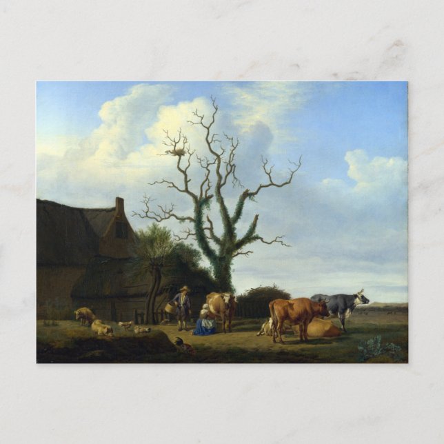 Adriaen van de Velde A Farm with a Dead Tree Postcard (Front)