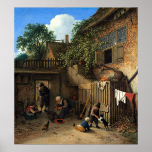 Adriaen van Ostade The Cottage Dooryard Poster
