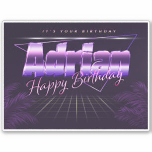 Adrian Name Vorname lila retro Sticker Geburtstag