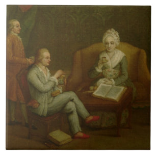 Adriana Giustinian Barbarigo and her Son Gerolamo Tile