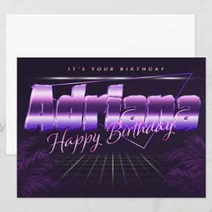 Adriana Nom Prénom lila retro Carte Anniversaire