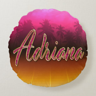 Adriana Vorname Name golden pink Kissen Round Pillow