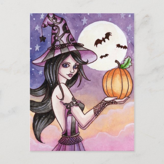 Adrianna - Carte postale de sorcière Halloween (Devant)