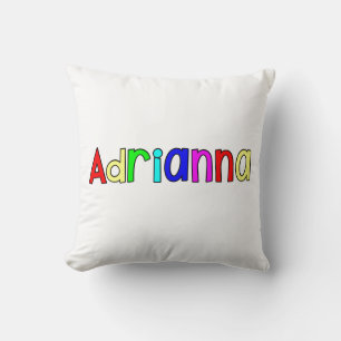 Adrianna - Rainbow text  Throw Pillow