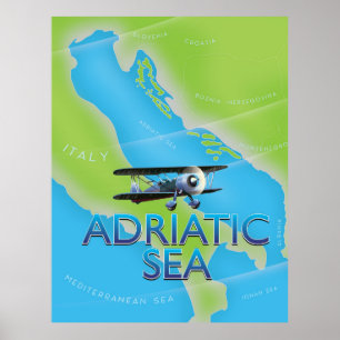 Adriatic Sea Flight map Poster