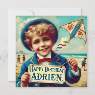 ADRIEN ~ Carte d'anniversaire ~ Cerf-volant ~ Cart