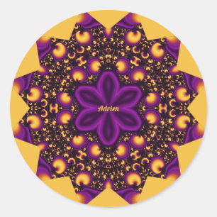 ADRIEN ~ EYE OPENER ~ Purple Yellow Orange Black ~ Classic Round Sticker