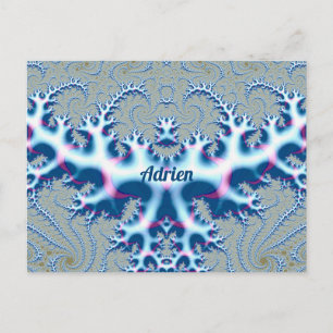 ADRIEN ~ Icy White and Blue 3D Fractal Design ~ Postcard