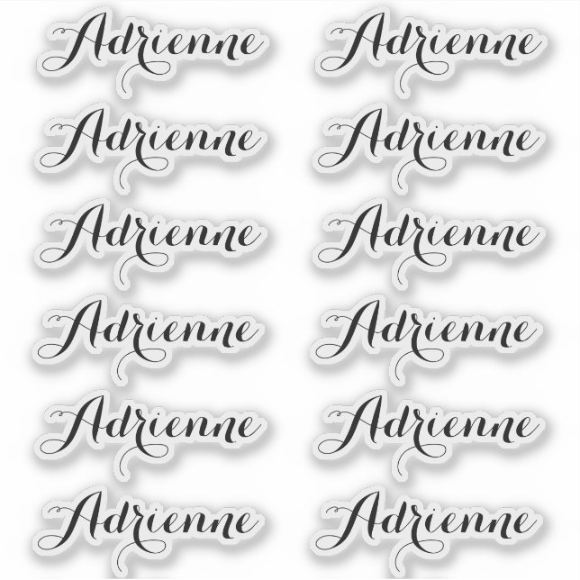 Adrienne — Autocollants de nom en écriture cursive (Devant)