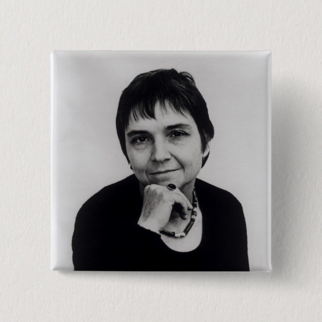 Adrienne Cecile Rich , 1970s 2 Inch Square Button (Front)