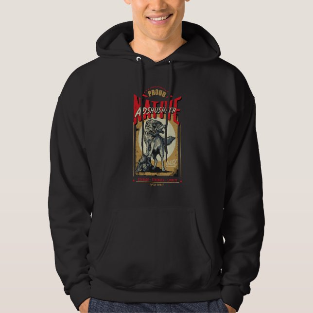Adshusheer Native American Indian Born Wolf Spirit Hoodie (Front)