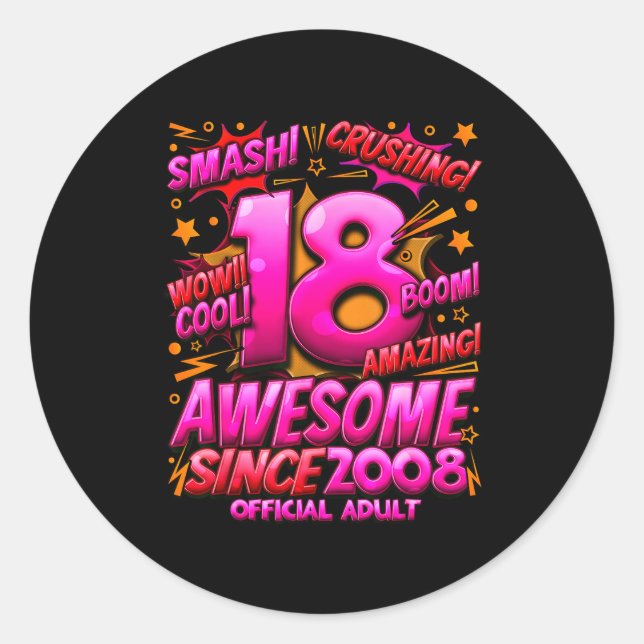 Adult 18 Year Old For Boys 18th Birthday Boy  Classic Round Sticker (Front)