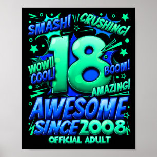 Adult 18 Year Old For Boys 18th Birthday Boy  Poster