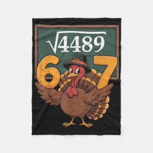 Adult 67 Square Root 4489 Turkey Math Teacher Than Fleece Blanket