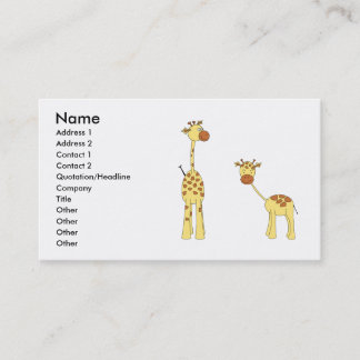 Adult and Baby Giraffe. Cartoon Business Card
