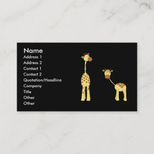 Adult and Baby Giraffe. Cartoon Business Card