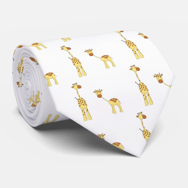 Adult and Baby Giraffe. Cartoon Tie (Rolled)