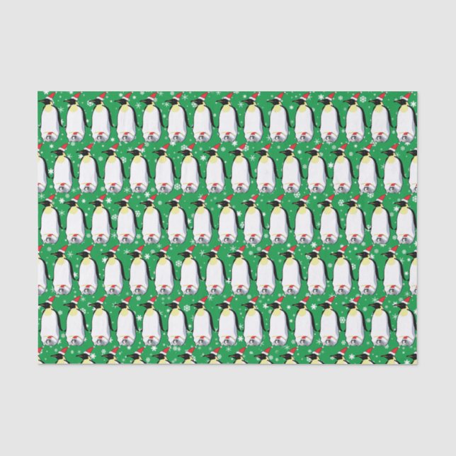 Adult and Baby Penguin in Santa Hat  Tissue Paper (Front)