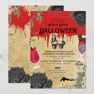 Adult Annual Halloween Party Gothic Skulls Blood Invitation