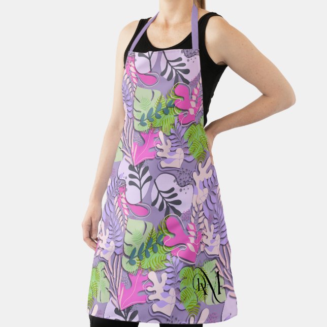 Adult Apron : Abstract Leaves (purple) (Insitu)