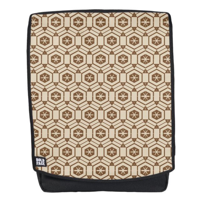 Adult Backpack - Geometric Shapes in Browns (Front)