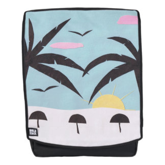 Adult Backpack with Silhouetted Beach Design