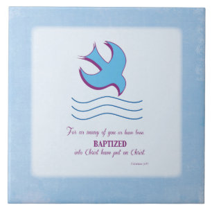 Adult Baptism Dove on Blue Tile