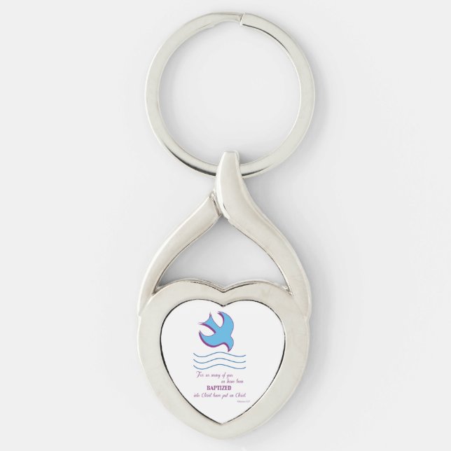 Adult Baptism Dove on Pink Keychain (Front)