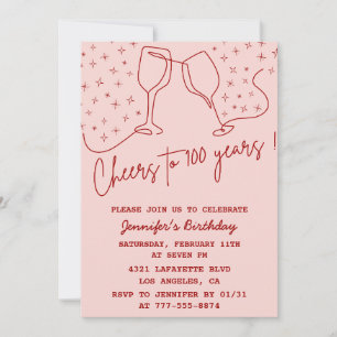 Adult birthday 100th birthday invitation Cheers