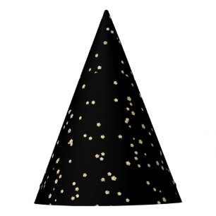 Adult Birthday Black Gold Glitter Party Hat