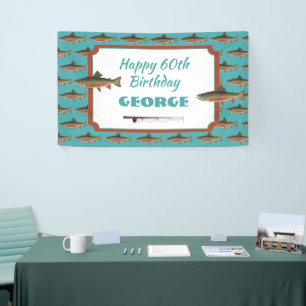 Adult Birthday Brook Trout Fishing Party  Banner