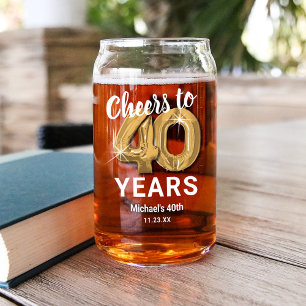 Adult Birthday Cheers to 40 Years Can Glass