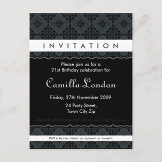 ADULT BIRTHDAY INVITATION :: ornately patterned L3 Postcard