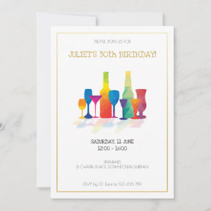 Adult Birthday Invitation with colourful drinks