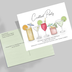Adult Birthday Party Colourful Cocktails  Postcard