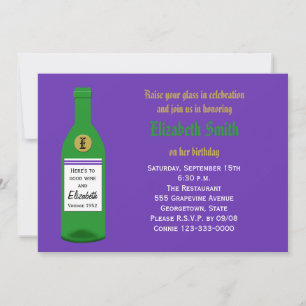 Adult Birthday Party Wine Bottle Invitation