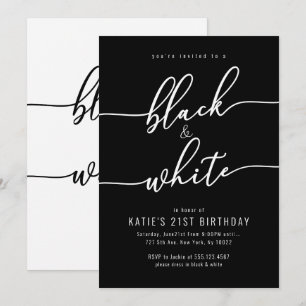 Adult, Black and White Party Invitations