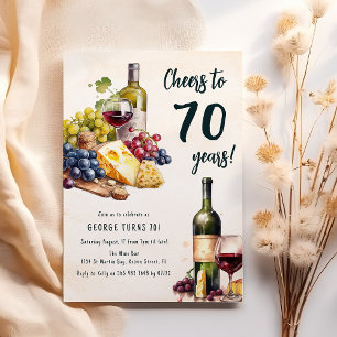 Adult Cheese And Wine Charcuterie 70th Birthday Invitation
