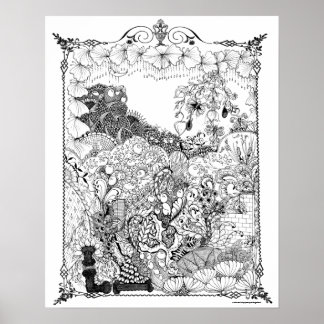 Adult Coloring Poster "Chandelier of  Flowers Art"