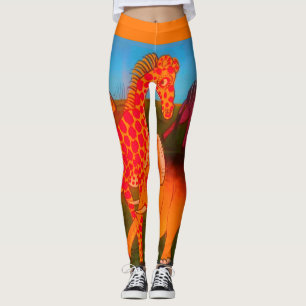 Adult colourful wild animal paintings leggings