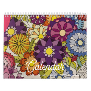 Adult colouring book calendar on 2025. 