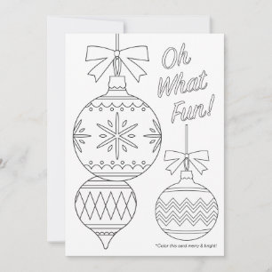 Adult Colouring Christmas Ornaments Holiday Card
