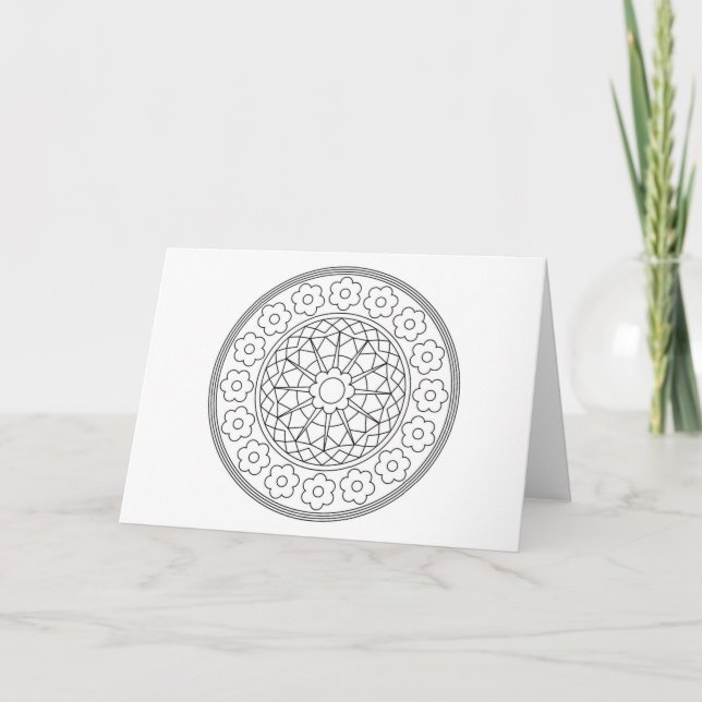 Adult Colouring Flower Note Card with Envelope (Front)